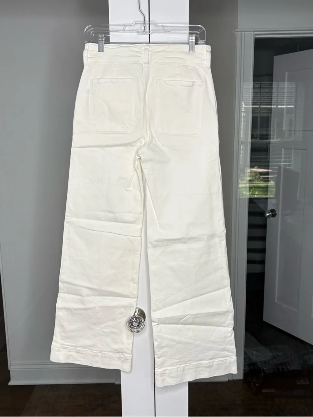 NWT J. Crew Denim Trouser Jean Stacked Buttons White